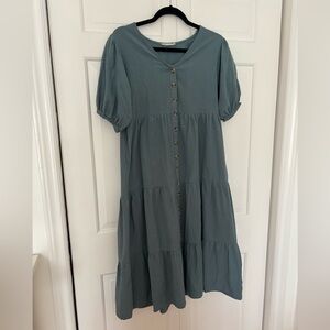 Cotton-Linen Blend Midi Dress